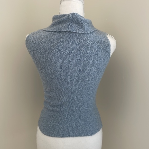 Spoiled Girl Blue Textured Sleeveless Top with Cowl Neckline. Small - Picture 3 of 5